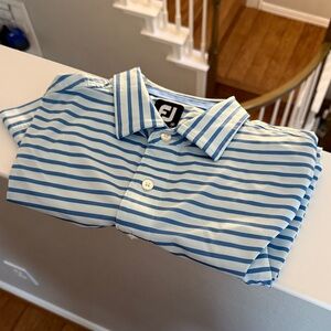 FootJoy Light Blue and White Striped Casual Shirt